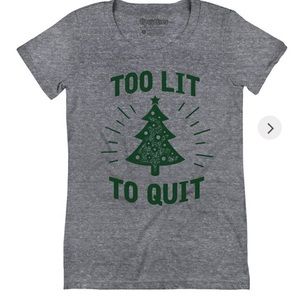 NWT Too Lit to Quit Christmas tree tshirt by Tipsy Elves